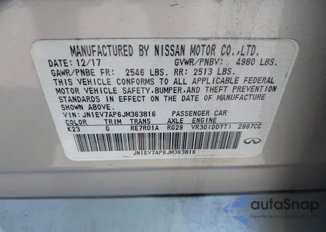 2018 Infiniti Q50 3.0T Luxe из США, поврежденный, VIN JN1EV7AP6JM363816